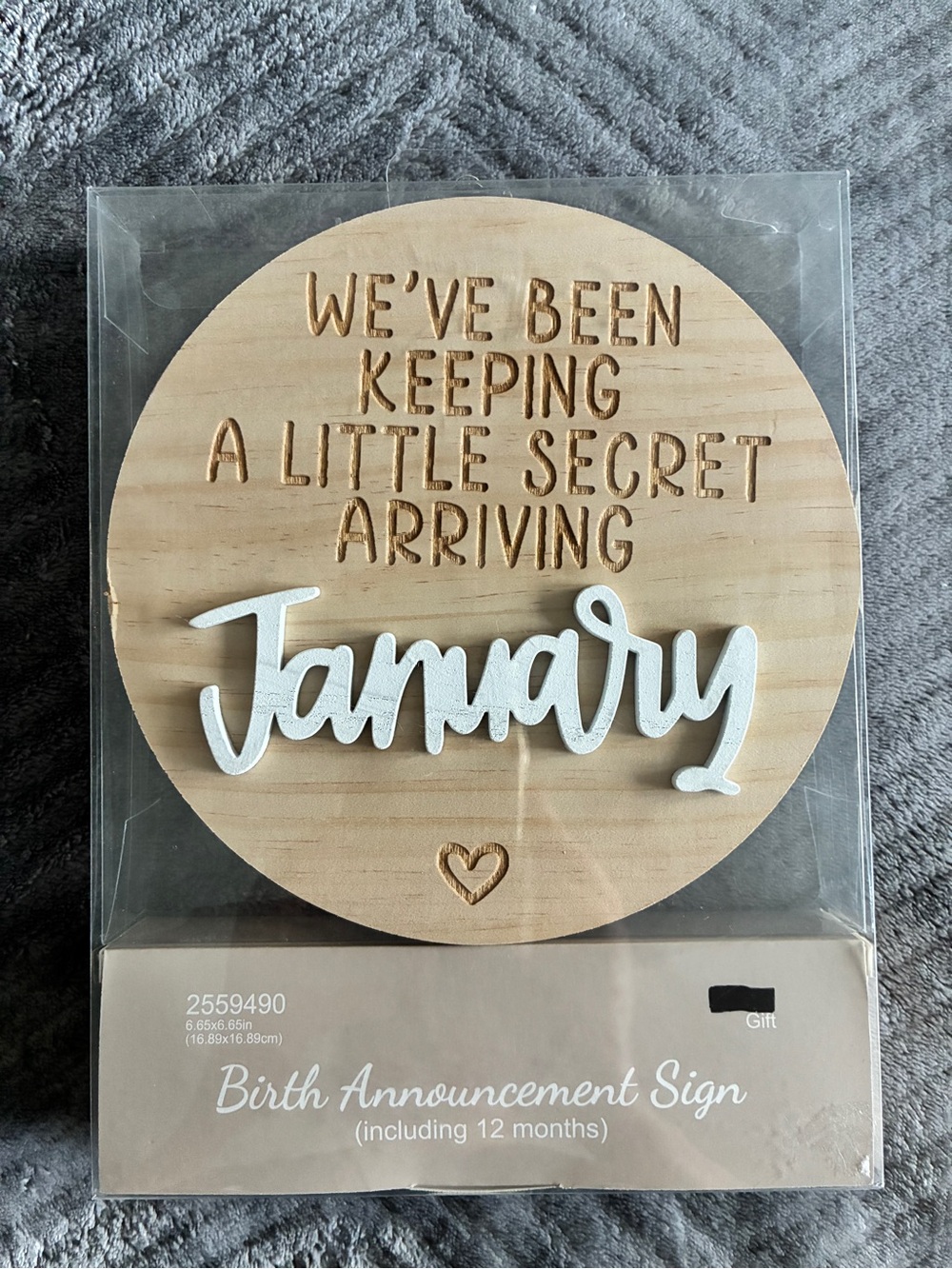 Sweet Reusable Birth Announcement Sign All 12 months, Engraved Natural Wood NEW!